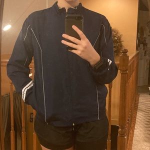 Navy blue athletic  jacket.
